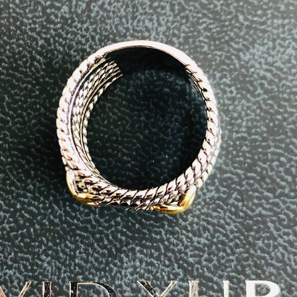David Yurman Double X Crossover Ring with 18K Gold Size 8 DY Pouch Included - Picture 11 of 15
